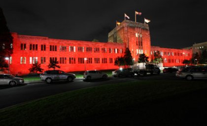 UQ will light the Forgan Smith building red for the month of May to raise awareness of Multiple Sclerosis. 