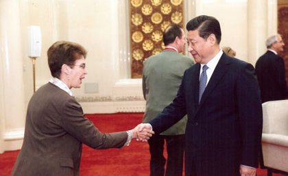 The University of Queensland Academic Board President Professor Kaye Basford with China’s President Xi Jinping at the International Conference on Engineering Science and Technology. The University of Queensland Academic Board President Professor Kaye Basford with China’s President Xi Jinping at the International Conference on Engineering Science and Technology.