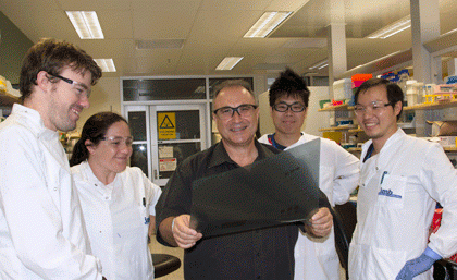 IMB's Professor George Muscat with Dr Michael Pearen, Dr Rebecca Fitzsimmons and PhD students Kelvin Tuong and Tae Gyu Oh. IMB's Professor George Muscat with Dr Michael Pearen, Dr Rebecca Fitzsimmons and PhD students Kelvin Tuong and Tae Gyu Oh.