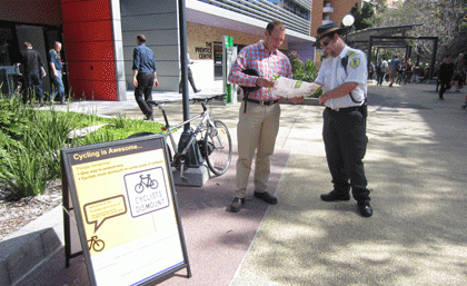 Traffic officers will be raising awareness of bicycle safety on campus at UQ St Lucia. Traffic officers will be raising awareness of bicycle safety on campus at UQ St Lucia.