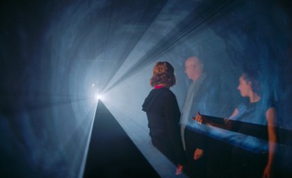 Anthony McCall ‘Line Describing a Cone’ 1973 Installation view at the Whitney Museum of American Art exhibition, ‘Into the Light: The Projected Image in American Art 1964–1977’ 2001 16mm film. Duration 30 minutes Photo: Henry Graber © Anthony McCall