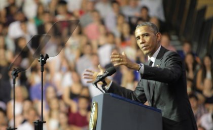 US President Barack Obama speaks at The University of Queensland. Photo: TPD Media.