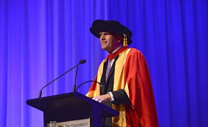 General Electric executive Mark Hutchinson received an Honorary Doctorate of Business from UQ.