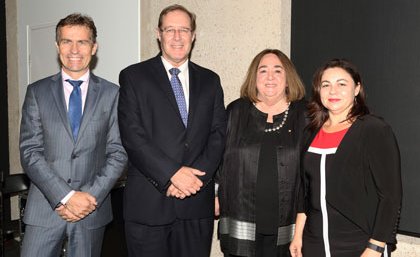 Professor Peter Høj, UQ Vice-Chancellor and President, Mr Andrew Everett, Director UQ International, Ms Christine Bundesen AM, Director ICTE-UQ, and Professor Monique Skidmore, UQ Deputy Vice-Chancellor and Vice-President International. Professor Peter Høj, UQ Vice-Chancellor and President, Mr Andrew Everett, Director UQ International, Ms Christine Bundesen AM, Director ICTE-UQ, and Professor Monique Skidmore, UQ Deputy Vice-Chancellor and Vice-President International.