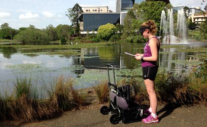 Civil Engineering students Charlotte Caulfield is monitoring water quality.