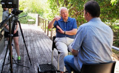 Sir David Attenborough and UQ's John Cook. Sir David Attenborough and UQ's John Cook.