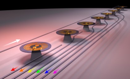 Mechanical sensors on a silicon chip. Credit: Dr Christopher Baker. mechanical sensors on a silicon chip