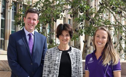 Executive Principal of Marsden State High School Andrew Peach, Head of the UQ School of Psychology Virginia Slaughter, Provisional Psychologist Sally Arthur.