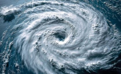 A satellite image of a cyclone.
