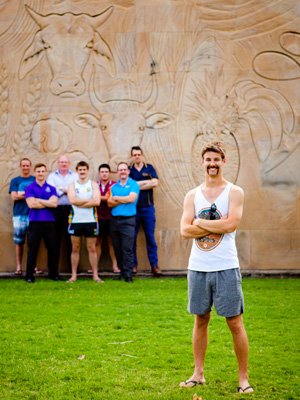 Mark Owens with fellow staff and students raising awareness about men’s health. Mark Owens with fellow staff and students raising awareness about men’s health.