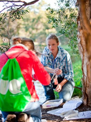 FEAST participant Tamara Noble analyses a water sample with a partner at the Seqwater ‘Health check on a waterway” workshop. FEAST participant Tamara Noble analyses a water sample with a partner at the Seqwater ‘Health check on a waterway” workshop.