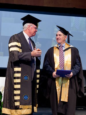 UQ Chancellor John Story with Major-General Michael Fairweather at his Graduation ceremony