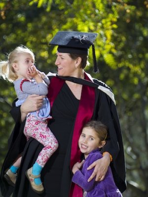 Family celebration: Naomi Smith shares her graduation day with her daughters, Chiara (5), and Allegra (2). Family celebration: Naomi Smith shares her graduation day with her daughters, Chiara (5), and Allegra (2).