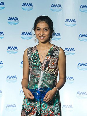 Mathuja Bavanendrakumar - Winner of the AWA 2011 Australian Stockholm Junior Water Prize. Photo supplied by AWA. Mathuja Bavanendrakumar - Winner of the AWA 2011 Australian Stockholm Junior Water Prize. Photo supplied by AWA.
