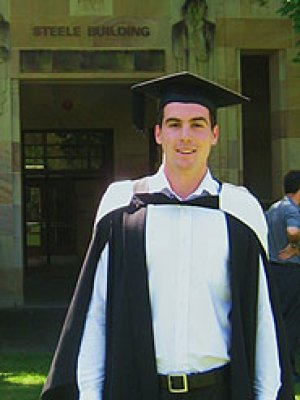 David Shaw in the Great Court on his graduation day