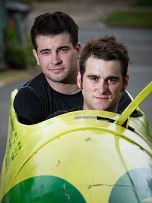 UQ students Aaron Simson-Woods (front) and Rob Stewart are heading to the 2011 World Junior Bobsleigh Championships in the United States