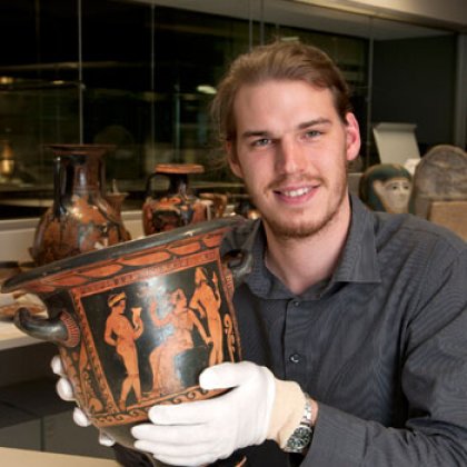 Manager James Donaldson in the new “atmospheric” and accessible RD Milns Antiquities Museum.