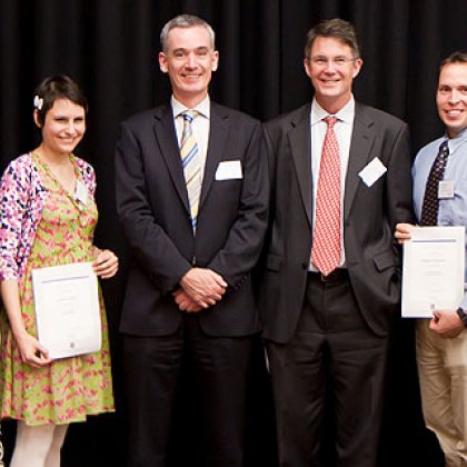 Executive Dean of the Faculty of Science Professor Stephen Walker and Head of the School of Veterinary Science Professor Jonathan Hill (centre) with students at the Gatton prizes ceremony