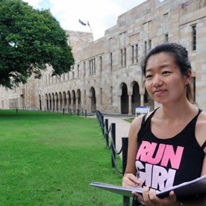 Master of Commerce student Qi Zhan at UQ St Lucia today, January 16 Master of Commerce student Qi Zhan at UQ St Lucia today, January 16