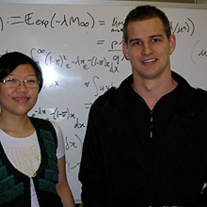 UQ maths summer scholars Jessica Chan and Trent Spears