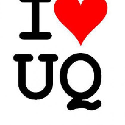 The "I HEART UQ" logo