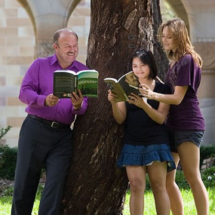 UQ students have a read of rugby league legend Wally Lewis's new autobiography at St Lucia UQ students have a read of rugby league legend Wally Lewis's new autobiography at St Lucia