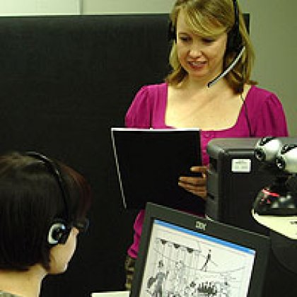 Dr Anne Hill as face-to-face assessor during a telerehabilitation assessment Dr Anne Hill as face-to-face assessor during a telerehabilitation assessment