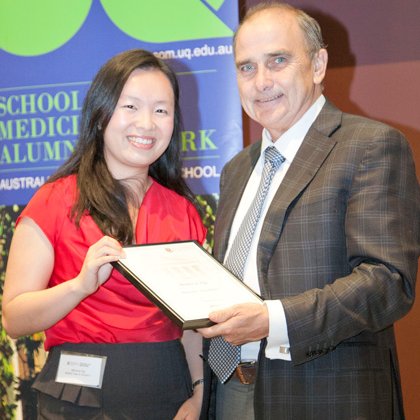 University of Queensland School of Medicine valedictorian Ms Ng with Professor Darrell Crawford, Head of the School of Medicine. University of Queensland School of Medicine valedictorian Ms Ng with Professor Darrell Crawford, Head of the School of Medicine.