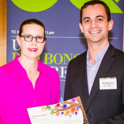 Conference presenter William Lee, with law school dean Professor Sarah Derrington 