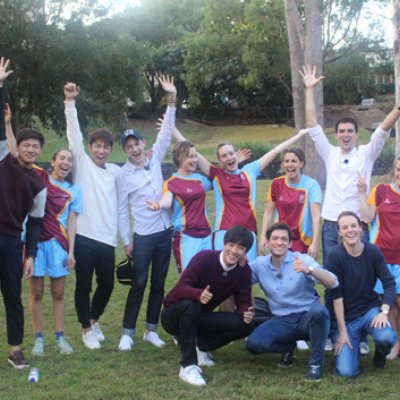 Abnormal Summit cast and the UQFC female soccer team after the match.