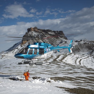 The team used a helicopter to extract a plesiosaur skeleton.