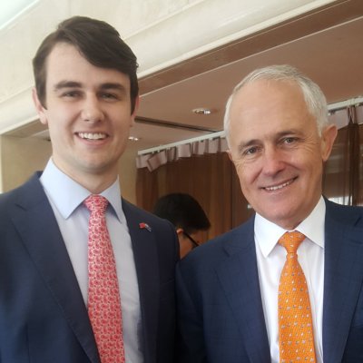 Elliot Johnson with Prime Minister Malcolm Turnbull in China. 