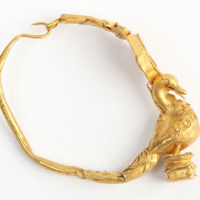Earring with Goose, Gold, Hellenistic period, 300 - 100 BC. Purchased from Fragments of Time, Massachusetts, 2008. 
