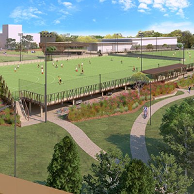 Artists impression of the new sports grounds and car park.