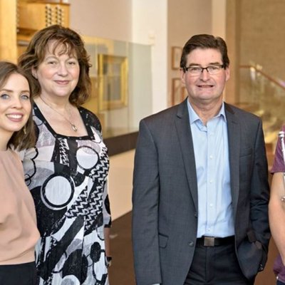 (l to r) Sarah Bradley, Professor Patricia Pollett, Dr Campbell Gray, Curtis Scibilia