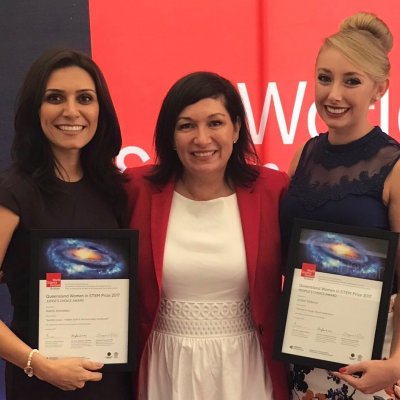 Dr Nasim Amiralian, Minister Leeanne Enoch and Ms Jordan Debono at the awards on Sunday.