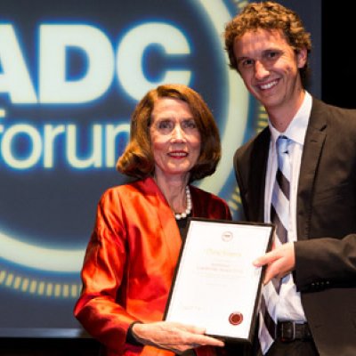 Receiving the Australian Leadership Award from Elizabeth Alexander AM, Chancellor of the University of Melbourne.