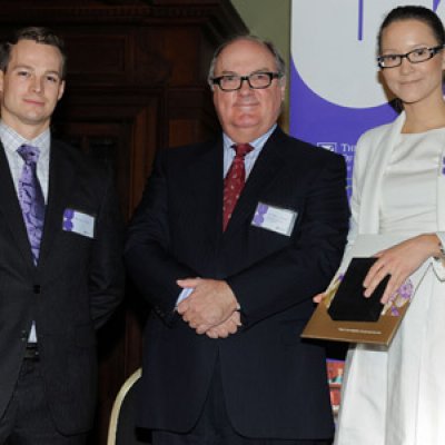 University of Queensland Law Society (UQLS) President Chad Hardy, The Hon Justice Patrick Keane and Catherine Drummond, winner of the UQLS Medal for the Most Outstanding Graduate of the Year.