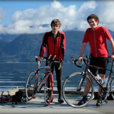 Marcus and Nicholas are prepared for the ride.