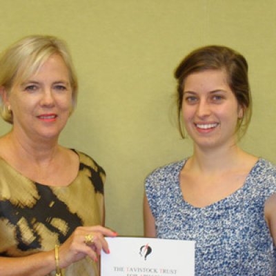 Speech Pathology Honours graduate Victoria Sandham receives award from Head of the Division of Speech Pathology, Professor Deborah Theodoros.