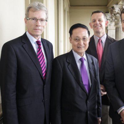 UQ Health Sciences Executive Dean Professor Nicholas Fisk, Professor Christopher Chen, UQ Dean of Medicine and Head of School, Professor David Wilkinson and Vice-Chancellor Professor Peter Høj.