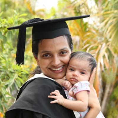 Lourdes D'Cruz and baby Hannah.