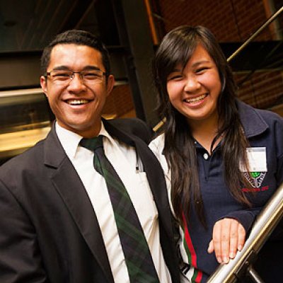 Richard Niu with fellow Glenala SHS Year 12 Young Achiever Michelle Tran