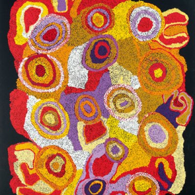 Wawiriya Burton(Australia, 1928) Pitjantjatjara people, South Australia
'Ngayuku ngura - My country' 2009, Amata, South Australia
Synthetic polymer paint on linen
152 x 122 cm 
d’Auvergne Boxall Bequest Fund 2009, Art Gallery of South Australia, Adelaide
© Wawiriya Burton, Courtesy of Tjala Arts