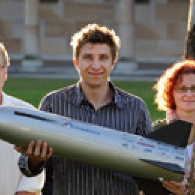 The SCRAMSPACE team and scramjet (half-scale rapid prototype)