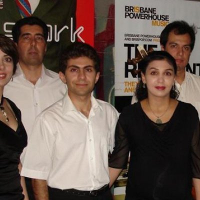 The Hezar Ava ensemble, from left: Pegah Varamini (ensemble leader, piano and vocal), Omid Rahimi (vocal and tonbak), Mostafa Odabaee (santour), Maryam Odabaee (tar), Barbod Valadi (alto tar) and Homeira Aryanpad (daf and back vocal).