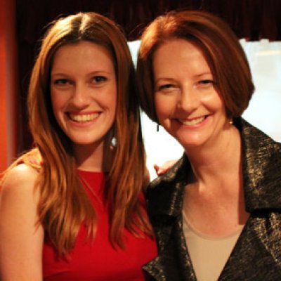 Brooke Wylie, left, with Prime Minister Julia Gillard... "since high school I have always been really interested in politics," says Brooke.