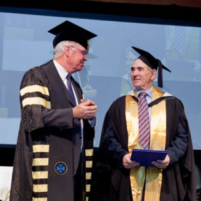 UQ Chancellor John Story with Major-General Michael Fairweather at his Graduation ceremony