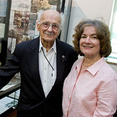 Antarctic adventurer Dr Alf Howard is honoured with a special UQ Library exhibition marking his 100th birthday in 2006. Dr Anna Bemrose (right) curated the exhibition.