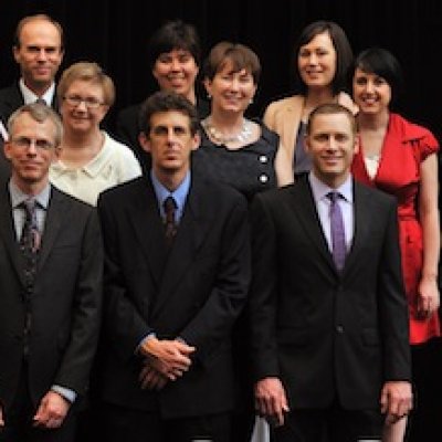 Front Row (L to R), Associate Professor Massimo Gasparon, Professor Michael Drinkwater, Dr Simon Perry, Dr Phillip Isaac. Second Row (L to R) Dr Daniel Schull, Dr April Wright, Associate Professor Lisa Nissen, Dr Patricia Short, Dr Monica Moran, Miss Jacqueline Bond. Third Row (L to R) Professor Arne Dahle, Professor Peter Dux, Mr Carl Sherwood, Dr Winnifred Louis, Ms Jane Furnas.